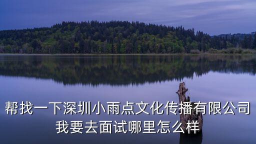 帮找一下深圳小雨点文化传播有限公司我要去面试哪里怎么样