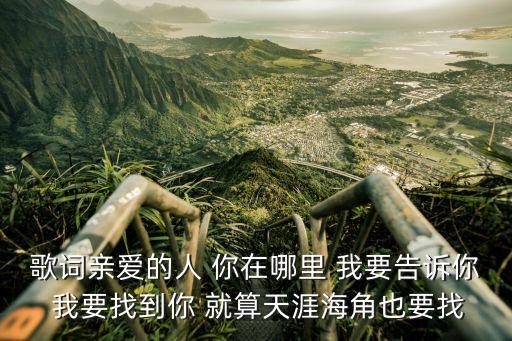 歌词亲爱的人 你在哪里 我要告诉你 我要找到你 就算天涯海角也要找