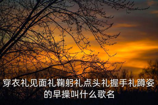 穿衣礼见面礼鞠躬礼点头礼握手礼蹲姿的早操叫什么歌名