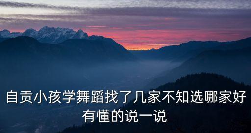 自贡小孩学舞蹈找了几家不知选哪家好有懂的说一说