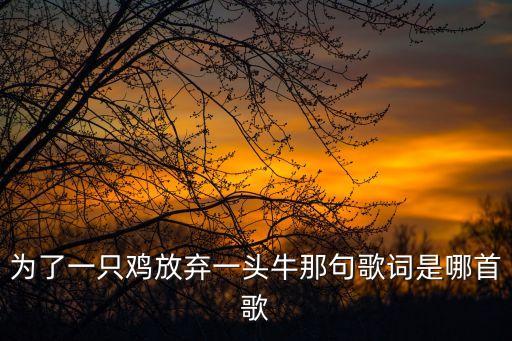 为了一只鸡放弃一头牛那句歌词是哪首歌
