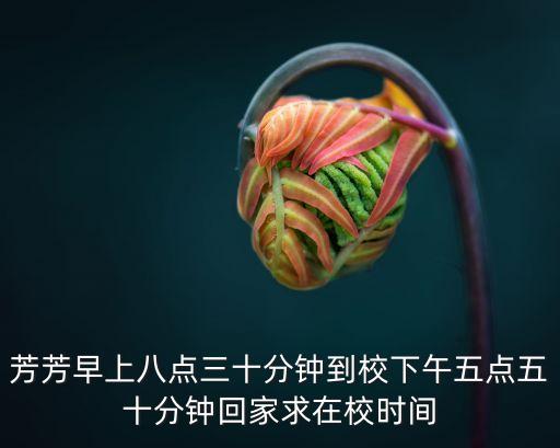 芳芳早上八点三十分钟到校下午五点五十分钟回家求在校时间