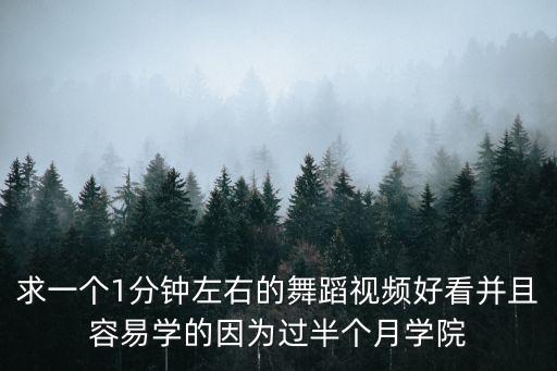 求一个1分钟左右的舞蹈视频好看并且容易学的因为过半个月学院