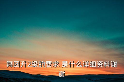 舞团升2级的要求 是什么详细资料谢谢