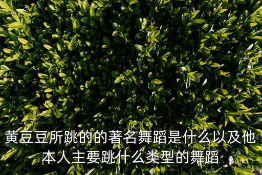 黄豆豆所跳的的著名舞蹈是什么以及他本人主要跳什么类型的舞蹈