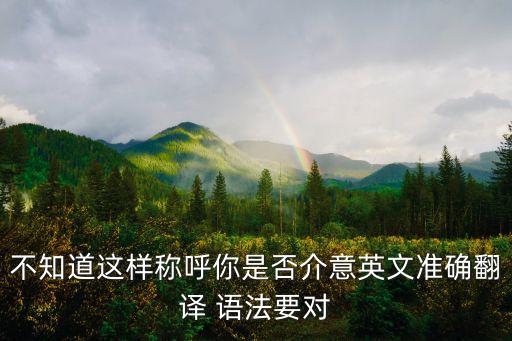 不知道这样称呼你是否介意英文准确翻译 语法要对