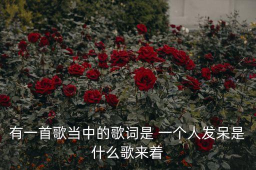 哪首歌有发呆是如何起来，有一首歌当中的歌词是 一个人发呆是什么歌来着