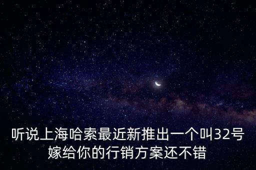 听说上海哈索最近新推出一个叫32号嫁给你的行销方案还不错