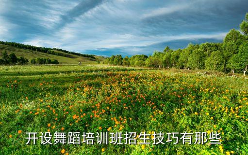 开设舞蹈培训班招生技巧有那些