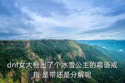 dnf女大枪出了个冰雪公主的霜语戒指 是带还是分解呢