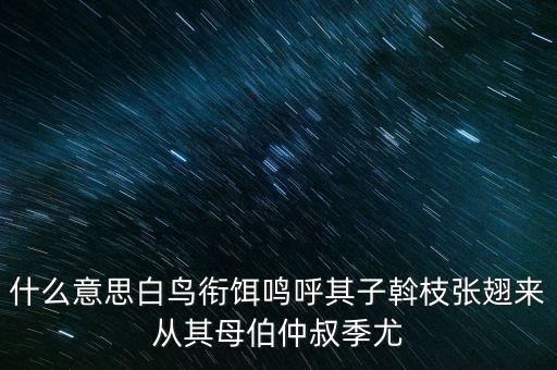 什么意思白鸟衔饵鸣呼其子斡枝张翅来从其母伯仲叔季尤