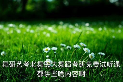 舞研艺考北舞民大舞蹈考研免费试听课都讲些啥内容啊
