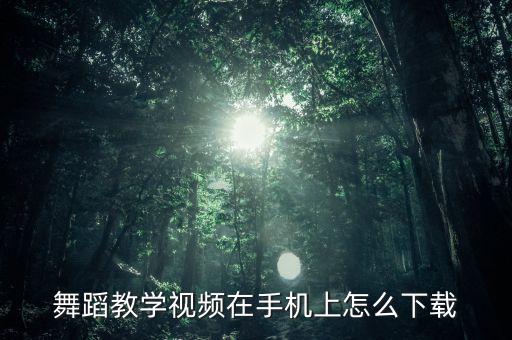 舞蹈教学视频在手机上怎么下载
