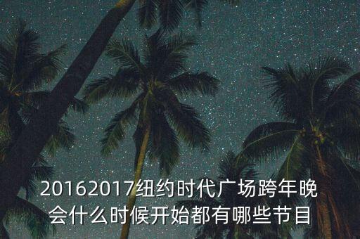 20162017纽约时代广场跨年晚会什么时候开始都有哪些节目