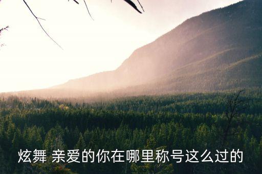 炫舞 亲爱的你在哪里称号这么过的