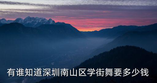 有谁知道深圳南山区学街舞要多少钱