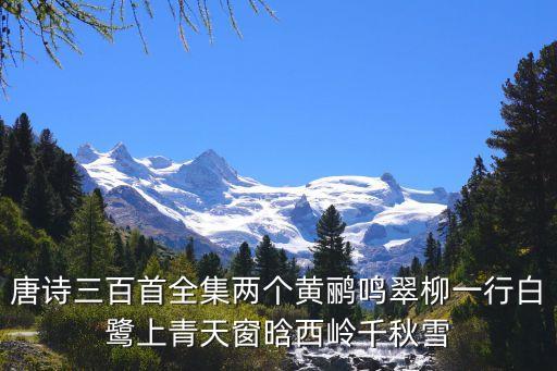 唐诗三百首全集两个黄鹂鸣翠柳一行白鹭上青天窗晗西岭千秋雪