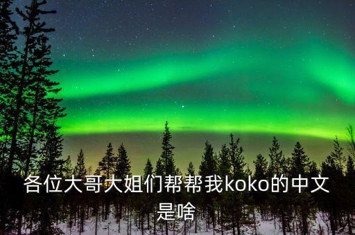 各位大哥大姐们帮帮我koko的中文是啥