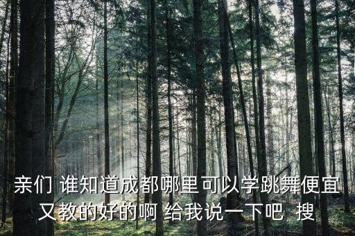 成都学跳舞哪里好，亲们 谁知道成都哪里可以学跳舞便宜又教的好的啊 给我说一下吧  搜