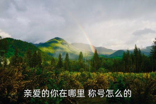 亲爱的你在哪里 称号怎么的