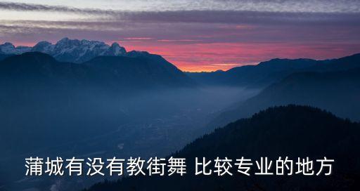 蒲城有没有教街舞 比较专业的地方