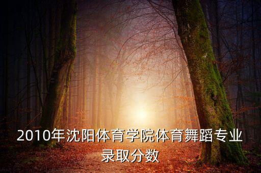 2010年沈阳体育学院体育舞蹈专业录取分数