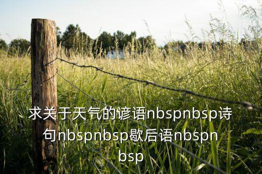 求关于天气的谚语nbspnbsp诗句nbspnbsp歇后语nbspnbsp
