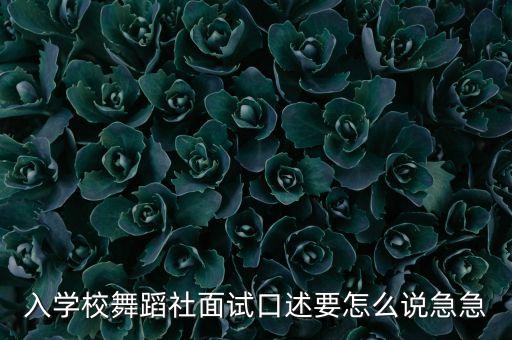 入学校舞蹈社面试口述要怎么说急急