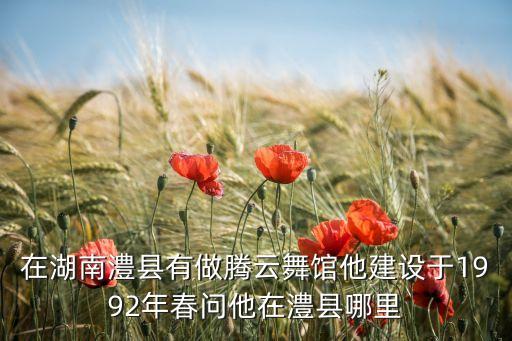 在湖南澧县有做腾云舞馆他建设于1992年春问他在澧县哪里