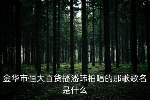 金华市恒大百货播潘玮柏唱的那歌歌名是什么