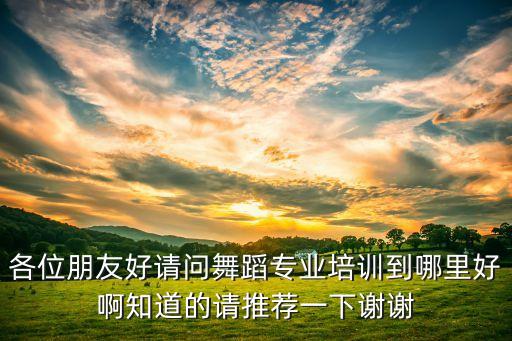 各位朋友好请问舞蹈专业培训到哪里好啊知道的请推荐一下谢谢