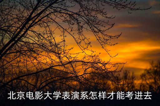 北京电影大学表演系怎样才能考进去