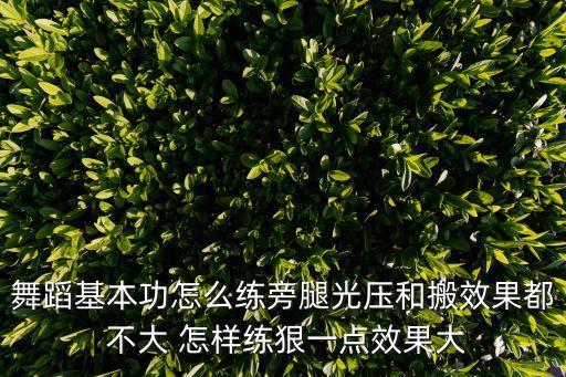 舞蹈基本功怎么练旁腿光压和搬效果都 不大 怎样练狠一点效果大