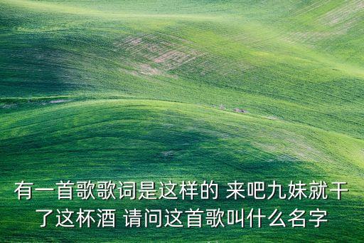 有一首歌歌词是这样的 来吧九妹就干了这杯酒 请问这首歌叫什么名字