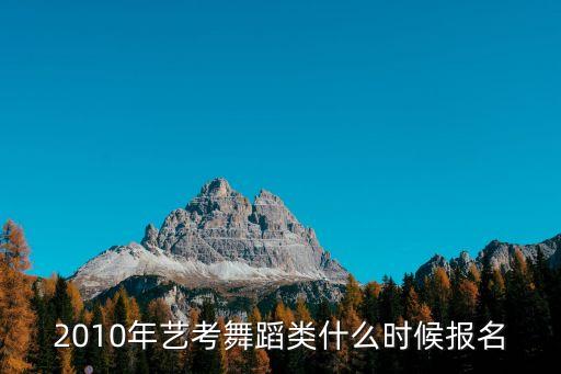 2010年艺考舞蹈类什么时候报名