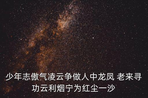 少年志傲气凌云争做人中龙凤 老来寻功云利烟宁为红尘一沙