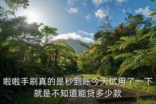 快手双击秒刷在线网站秒到账，啦啦手刷真的是秒到账今天试用了一下就是不知道能贷多少款