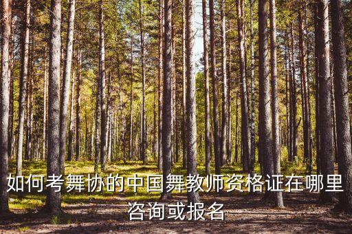 如何考舞协的中国舞教师资格证在哪里咨询或报名