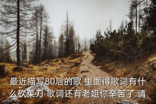 老妹你辛苦了是什么歌，最近描写80后的歌 里面得歌词有什么砍菜刀 歌词还有老姐你辛苦了 请