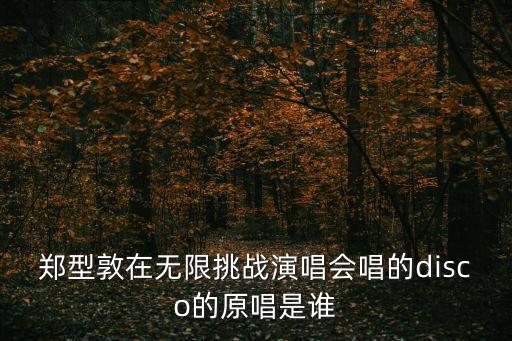 郑型敦在无限挑战演唱会唱的disco的原唱是谁