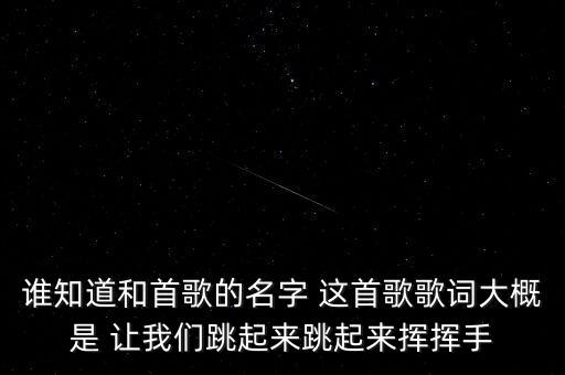 谁知道和首歌的名字 这首歌歌词大概是 让我们跳起来跳起来挥挥手