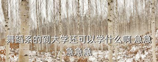 舞蹈系的到大学还可以学什么啊 急急急急急