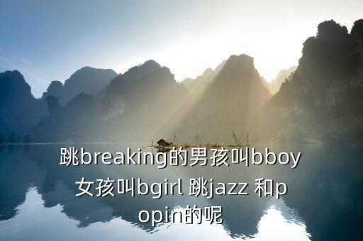 跳breaking的男孩叫bboy女孩叫bgirl 跳jazz 和popin的呢