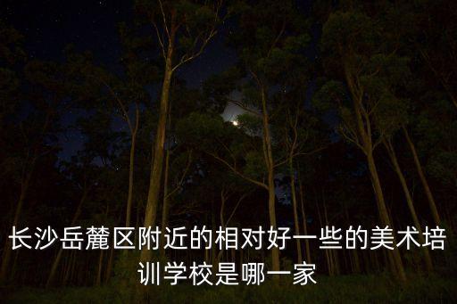 长沙岳麓区附近的相对好一些的美术培训学校是哪一家