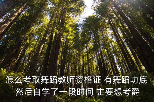 怎么考取舞蹈教师资格证 有舞蹈功底 然后自学了一段时间 主要想考爵