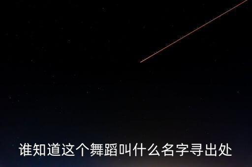 谁知道这个舞蹈叫什么名字寻出处