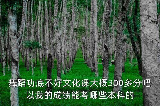 舞蹈生艺考分数线低能上什么大学，舞蹈功底不好文化课大概300多分吧以我的成绩能考哪些本科的