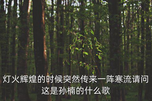 灯火辉煌的时候突然传来一阵寒流请问这是孙楠的什么歌