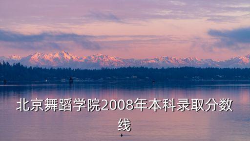 北京舞蹈学院2008年本科录取分数线