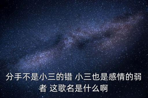 分手不是小三的错 小三也是感情的弱者 这歌名是什么啊